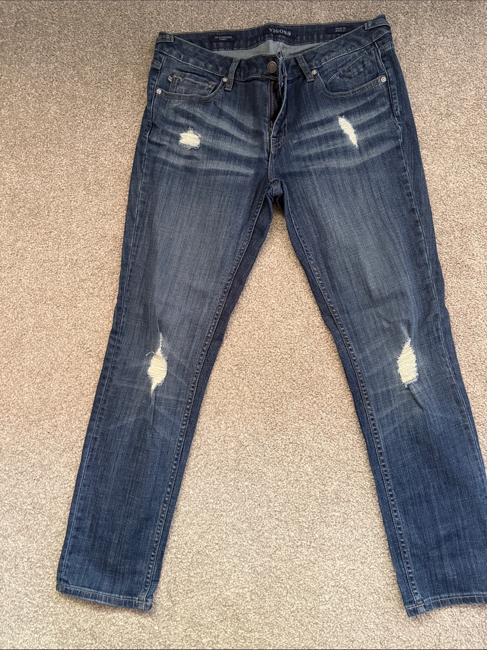 Vigoss Womens Dark Blue Distressed Skinny Jeans